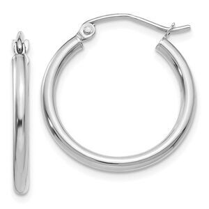 2mm x 20mm 14k White Gold Classic Round Hoop Earrings